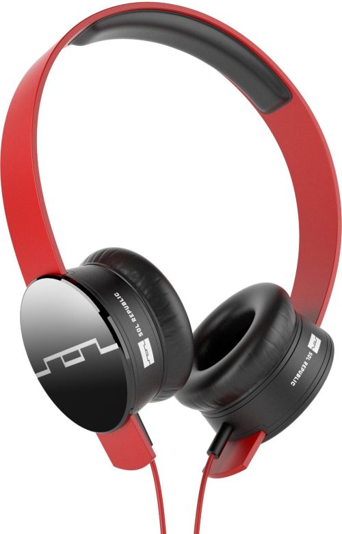 SOL REPUBLIC 1211-03 Tracks On-Ear Headphones with Three-Button Remote and Microphone, Red