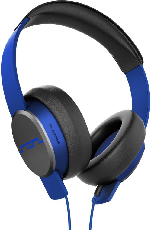 SOL REPUBLIC 1601-36 Master Tracks Over-Ear Headphones with Three-Button Remote and Microphone, Electro Blue