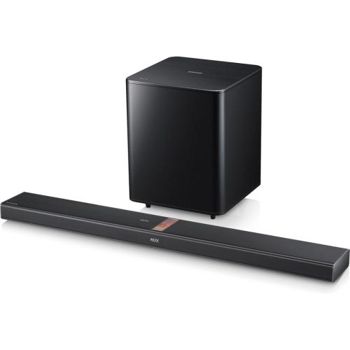 Samsung HW-F750 2.1-channel home theater sound bar with hybrid amplifier design, wireless subwoofer and Bluetooth® (Black)